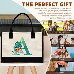 Bolsa de Playa Grande Personalizada de Lona con Monograma Inicial, Regalo para Mujer, Cumpleaños, Agradecimiento, Promocional - Product Image 2