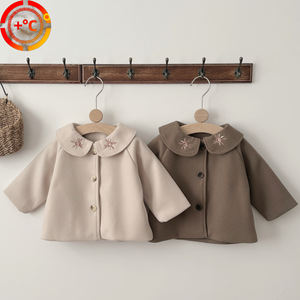 2026 Neue Baby-Polyesterjacke mit niedlichem Sonnen-Stickerei-Kragen, warme beige/kamelfarbene Oberbekleidung für Kleinkinder, Herbst-Winter-Jacke - Product Image 1