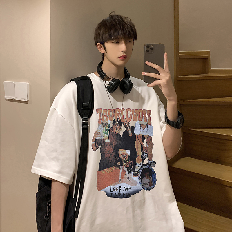 White japanese streetwear hip hop t shirt