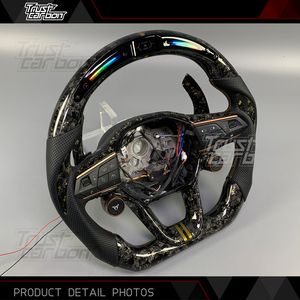 Volante Deportivo Personalizado de Fibra de Carbono Forjado en Oro con LED para <span class=keywords><strong>Seat</strong></span> <span class=keywords><strong>Cupra</strong></span> Tavascan Terramar Formentor VZ <span class=keywords><strong>Leon</strong></span> Ibiza Ateca Arona - Product Image 5