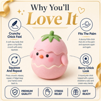 Jouet Squishy Poussin en Pâte Rose Croustillant TONGXIN, Jouets Squishies en Gros, Jouets à Presser en Gros pour la Maison