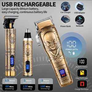 Nueva Máquina Cortapelos Eléctrica Recargable T9 con Cuchillas de Acero Inoxidable para Hombres, Afeitadora Inalámbrica para Barberos - Product Image 3