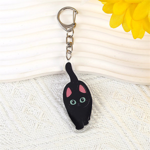 Spot Wholesale Cute Black Cat Acrylic Keychain <b>Cartoon</b> Kitten Bag Charm Animal Plastic Key <b>Ring</b> for Backpack Phone Gift - Product Image 4