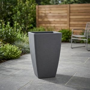 Pot de fleurs moderne en plastique sablé de haute qualité, durable, écologique, léger, grand, haut, carré - Product Image 3