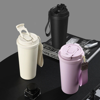 Gobelet isotherme en acier inoxydable avec logo personnalisé, couvercle 2-en-1 avec paille, gobelet à café 20 oz, mug de voyage, cadeau pour les amoureux, les femmes, anniversaire