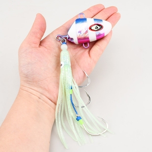 Rechtsboven Jig114 100G ~ 300G Lichtgevende Loden Kop Trage Pitch Glow Rok Inktvis <span class=keywords><strong>Jig</strong></span> <span class=keywords><strong>Rig</strong></span> 3 Haken Metalen Aas Gloeien Langzaam Jigging Lokken - Product Image 1