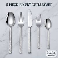 Lot de 24 couverts en acier inoxydable 410, finition miroir, compatibles lave-vaisselle, durables pour la restauration, les restaurants et les hôtels (vente en gros)
