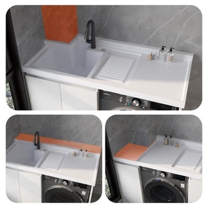 Mueble de lavabo para balcón, combinación para apartamento pequeño, mueble para lavadora, lavabo integrado, mueble de baño - Product Image 6