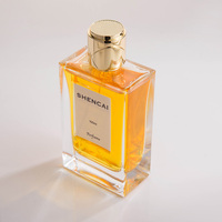 Flacon de parfum rectangulaire vide avec fenêtre, 100 ml, en verre, avec pulvérisateur et capuchon en métal Zamak, personnalisable, transparent