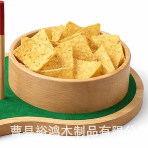 Wooden <b>Snack</b> <b>Tray</b> With Dipping Bowl Green Golf Theme Serving Platter For Chips And Dip Desktop Use - Product Image 5