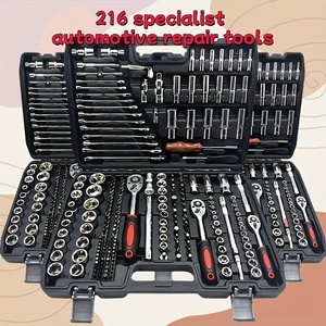 216 Buah Set Peralatan Mekanik Profesional OEM yang Dioperasikan Manual, Kunci Ratchet Baja Karbon yang Tahan Lama, Obeng Soket untuk Otomotif - Product Image 3