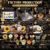 Broche personnalisée en émail, motifs fleurs, papillons, abeilles, feuilles, champignons, plantes, nature, fabrication en usine, OEM, vente en gros, épingles métalliques