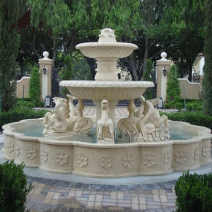 QUYANG grande decorazione <span class=keywords><strong>Villa</strong></span> all'aperto di lusso in pietra animale fontana di acqua in marmo bianco leone fontana - Product Image 4