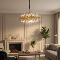 Lustre moderne en verre cristal K9 de luxe, design doré pour hall d'entrée, salon, chambre à coucher, mariage