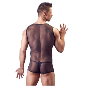 <b>Men</b> Mesh <b>See</b> <b>Through</b> Bodysuit Black Mid Rise Spandex Nylon Sexy <b>Underwear</b> - Product Image 4