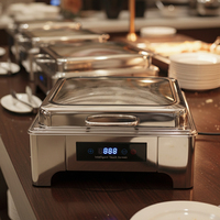Günstiger Elektrischer Edelstahl-Chafing Dish Restaurant-Buffet-Set Silberne Chafing Dishes für Catering Hotel Hochzeit