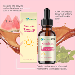 Gouttes bronzantes à base de plantes à marque privée OEM, bêta-carotène, zéaxanthine, lutéine, autobronzant oral pour le visage et le corps - Product Image 2
