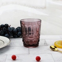 Verres à boire vintage en verre coloré gaufré 240 ml – Gobelets texturés ornés pour mariage, fête, événement, hôtel, restauration, cadeau
