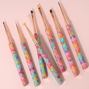 Pinceau applicateur de vernis à ongles en polygel, mini, ovale, plat, à manche métallique effet écaille de poisson - Product Image 4