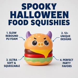 Set de Squishies de Comida de Halloween al por Mayor, de Espuma PU de Rebote Lento, Kawaii, con Formas de Hamburguesa, Pizza y Donut, Juguete Antiestrés Fidget, Regalo a Granel para Fiestas JK - Product Image 3