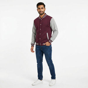 Fashionable <b>Men's</b> Plus Size Baseball Varsity <b>Jacket</b> Stand Collar Front Logo Breathable Winter Wear - Product Image 1