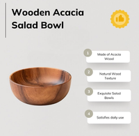 Bol de service pratique en bois d'acacia brun naturel, idéal pour les fruits ou les salades en cuisine – Offre spéciale
