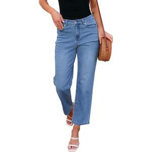 2025 <b>High</b> <b>Waisted</b> Cropped Stretch Denim Pants Trendy Ankle Mom Jeans for Women Breathable <b>Work</b> <b>Trouser</b> Jeans - Product Image 3