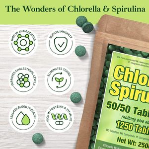 Comprimés de Spiruline et de Chlorelle, Complément Super Greens pour la Détoxification, le Renforcement Immunitaire, l'Énergie et le Soutien Nutritionnel Quotidien - Product Image 5