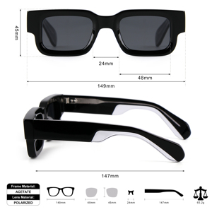 Kacamata hitam asetat terpolarisasi pria wanita kualitas tinggi kacamata hitam TAC persegi panjang bingkai persegi tebal mewah Logo kustom - Product Image 4