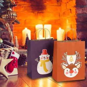 Sacs cadeaux en papier kraft brun personnalisés avec logo imprimé, grands, multi-usages, écologiques, durables, avec poignée plate - Product Image 2