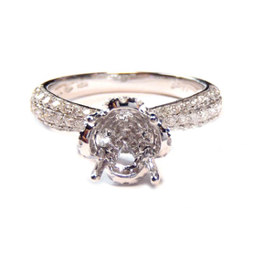 Design classique haute couronne polonaise conception 18k or blanc véritable diamant bijoux Solitaire semi-montage bague de fiançailles pour la mariée - Product Image 1