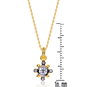 TD Collette Z argento Sterling collana pendente moda con zirconi bianchi accenti oro nero - Product Image 3