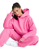 2024 Fabricants de vêtements Street Wear Joggers Survêtement pour femmes Ensemble deux pièces Survêtement surdimensionné en rose