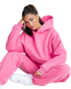 Produttori di abbigliamento 2024 Street Wear Joggers tuta da <span class=keywords><strong>donna</strong></span> due pezzi Set tuta <span class=keywords><strong>oversize</strong></span> in rosa - Product Image 1