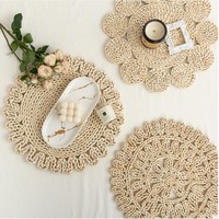 Mantel Individual Moderno de Fibra de Maíz Natural, Ecológico, Biodegradable, Hecho a Mano, Antideslizante, Resistente al Calor para Mesa de Té y Uso en Exteriores