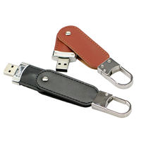 Memoria USB de Cuero con Logotipo Personalizado, Unidad Flash de 8GB 16GB 32GB 64GB, Llavero Metálico, Pendrive, Regalo Promocional Empresarial