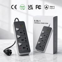Multiprise portable personnalisée pour appareils électriques, 3 prises universelles, 2 USB, 1 port Type-C, rallonge pour la maison et le bureau