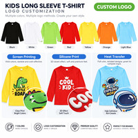 T-shirt unisexe à manches longues pour enfants, personnalisable avec logo, col rond, plusieurs couleurs, OEM, marque privée, vente en gros