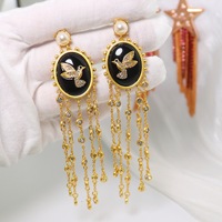 Boucles d'oreilles à pampilles en zircon, motif étoile et pigeon volant, tendance