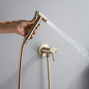Pulvérisateur manuel en laiton pour toilette Bidet, Shattaf, avec <span class=keywords><strong>robinet</strong></span> mitigeur d'eau chaude et froide, avec <span class=keywords><strong>support</strong></span>, tuyau et kit <span class=keywords><strong>de</strong></span> Douche à Jet - Product Image 2