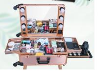 Trousse de Maquillage Pliable et Pratique de 24 Pouces avec Grande Capacité de Rangement et Lumière LED Intégrée pour les Produits de Beauté