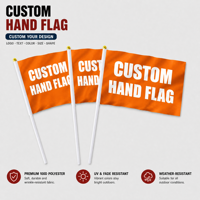 Drapeau de poche personnalisable 100% polyester avec logo sur mesure, petit format, avec bâton en acrylique, imperméable et écologique