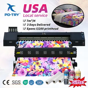 PO-TRY Goede Kwaliteit 1.9M Textiel Digitale Drukmachine 8 Printkoppen Industriële Sublimatie Printer