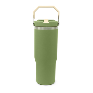 No-Spill Double Wall Stainless Steel Vacuum <b>Thermos</b> Handle Straw Leakproof 30oz Insulated Tumbler Camping Portable Eco-Friendly - Product Image 5