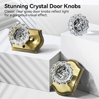 Poignées de porte en cristal et laiton antique Calzibeno, design d'intérieur vintage pour une utilisation en intimité, pour placard ou salle de sport