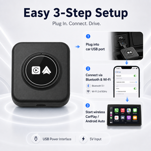2-in-1 Wireless CarPlay Android Auto <b>Adapter</b> Bluetooth 5.1 USB Powered Portable <b>Plug</b> & Play with 1 Year Warranty for CarbitLink - Product Image 6