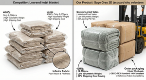 Wholesale 3D Jacquard Shu Velveteen Blanket with Satin Trim Edges Elegant Plush Throw <b>for</b> 5 <b>Star</b> Hotel Bedding - Product Image 6