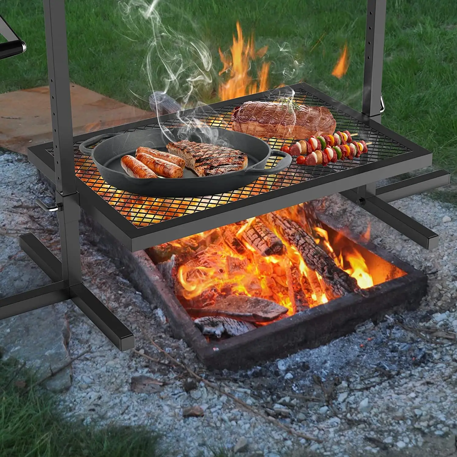 Barbeque Grill Camping Kampvuur Grill Draadloze Motor Outdoor Camping Rotisserie Grill