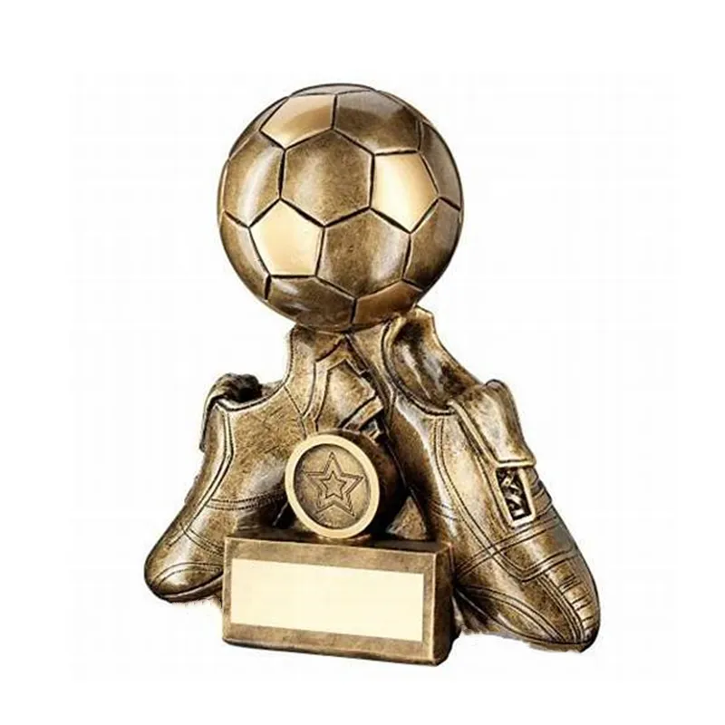 Bronzo oro due scarpe da calcio con pallone da calcio trofeo 4.5 pollici