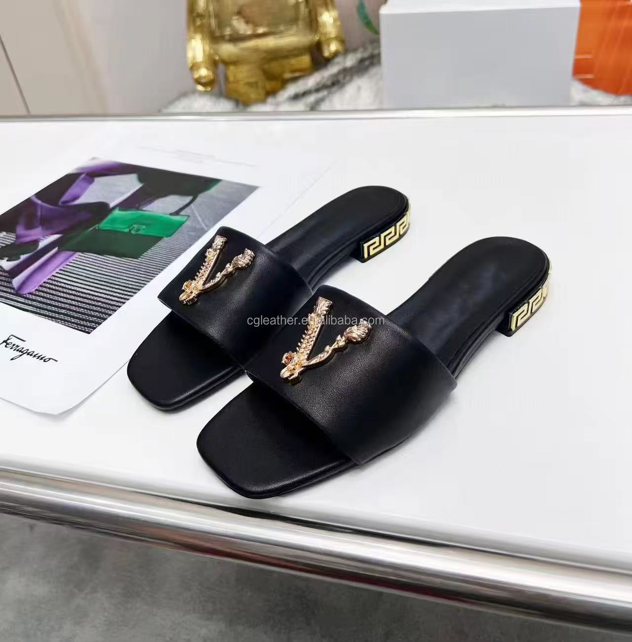 Designer Sandals Versace Slides Womens Sale Men's Slippers Flip